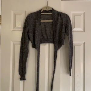 Cropped Mohair/Acrylic Wrap Sweater